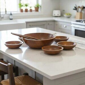 MCM 7 Piece Wooden Salad Bowl Set by Baribocraft